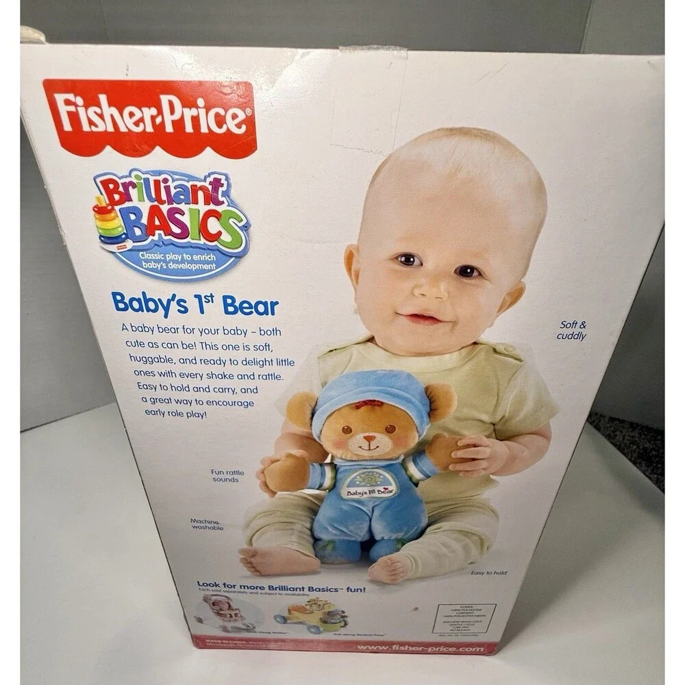 Rare 2008 Fisher Price Baby's First Bear Blue Rattles NEW IN BOX